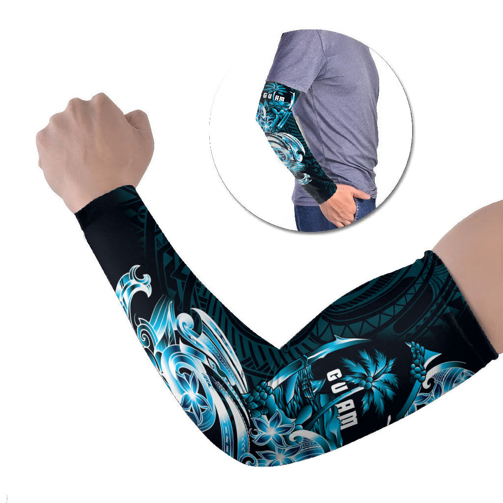 Asut Guam Chamorro Arm Sleeves Guahan Seal Tattoo LT14 Set of 2 Blue - Polynesian Pride
