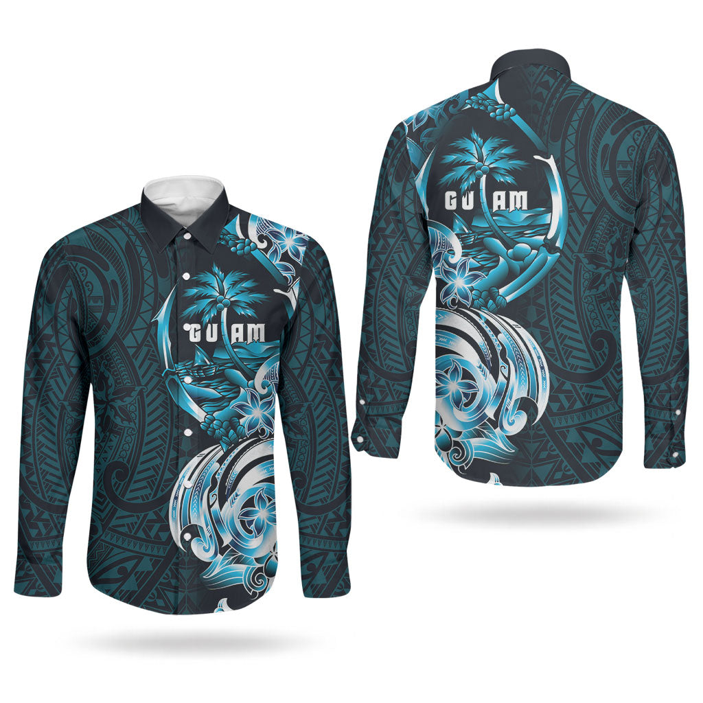 Asut Guam Chamorro Couples Matching Mermaid Dress and Long Sleeve Button Shirt Guahan Seal Tattoo LT14 - Polynesian Pride