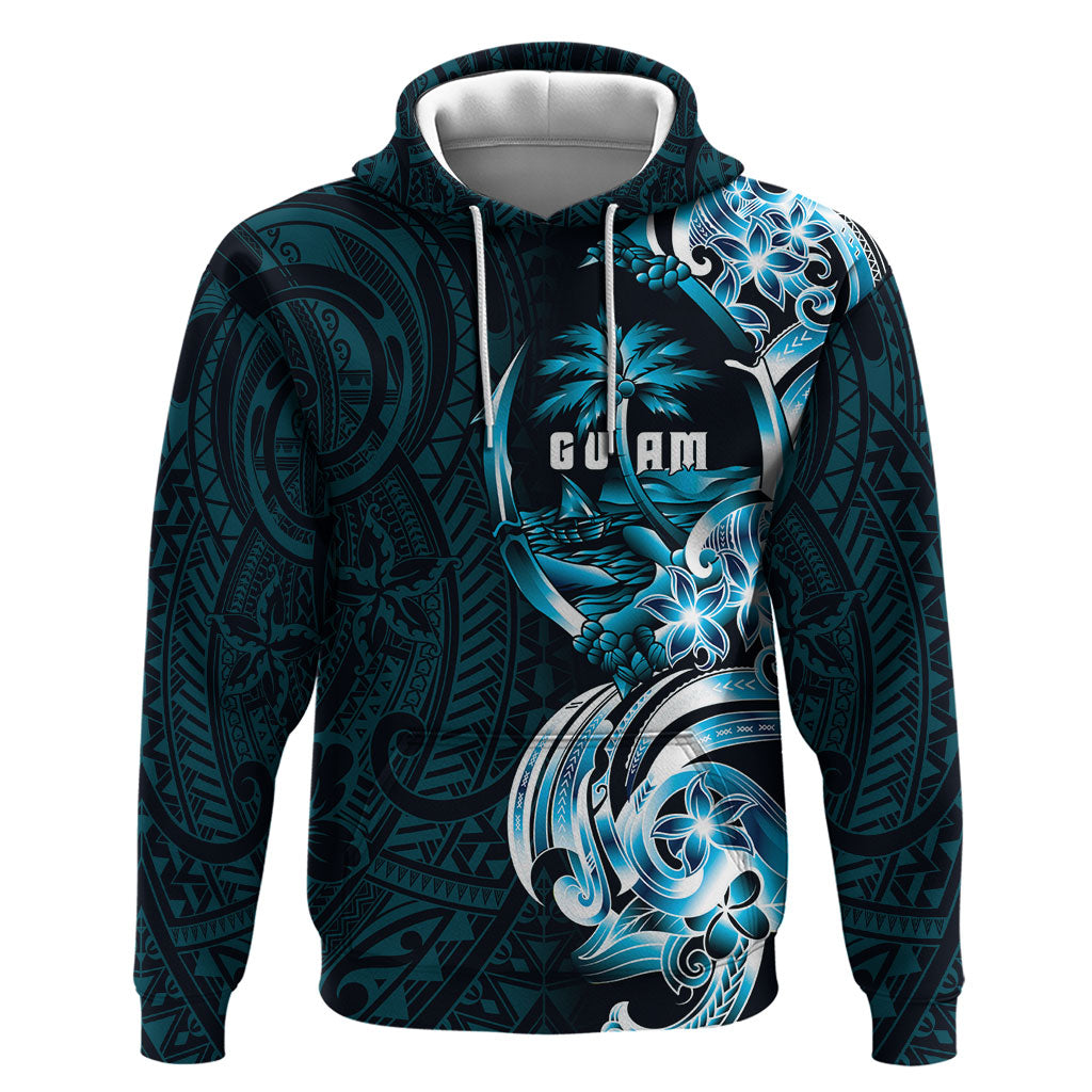 Asut Guam Chamorro Zip Hoodie Guahan Seal Tattoo LT14 Pullover Hoodie Blue - Polynesian Pride