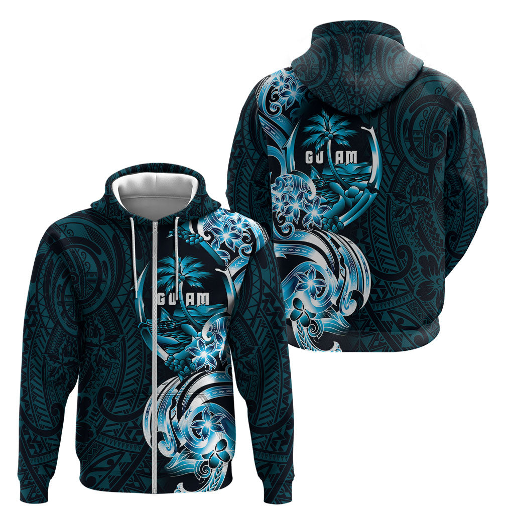Asut Guam Chamorro Zip Hoodie Guahan Seal Tattoo LT14 - Polynesian Pride