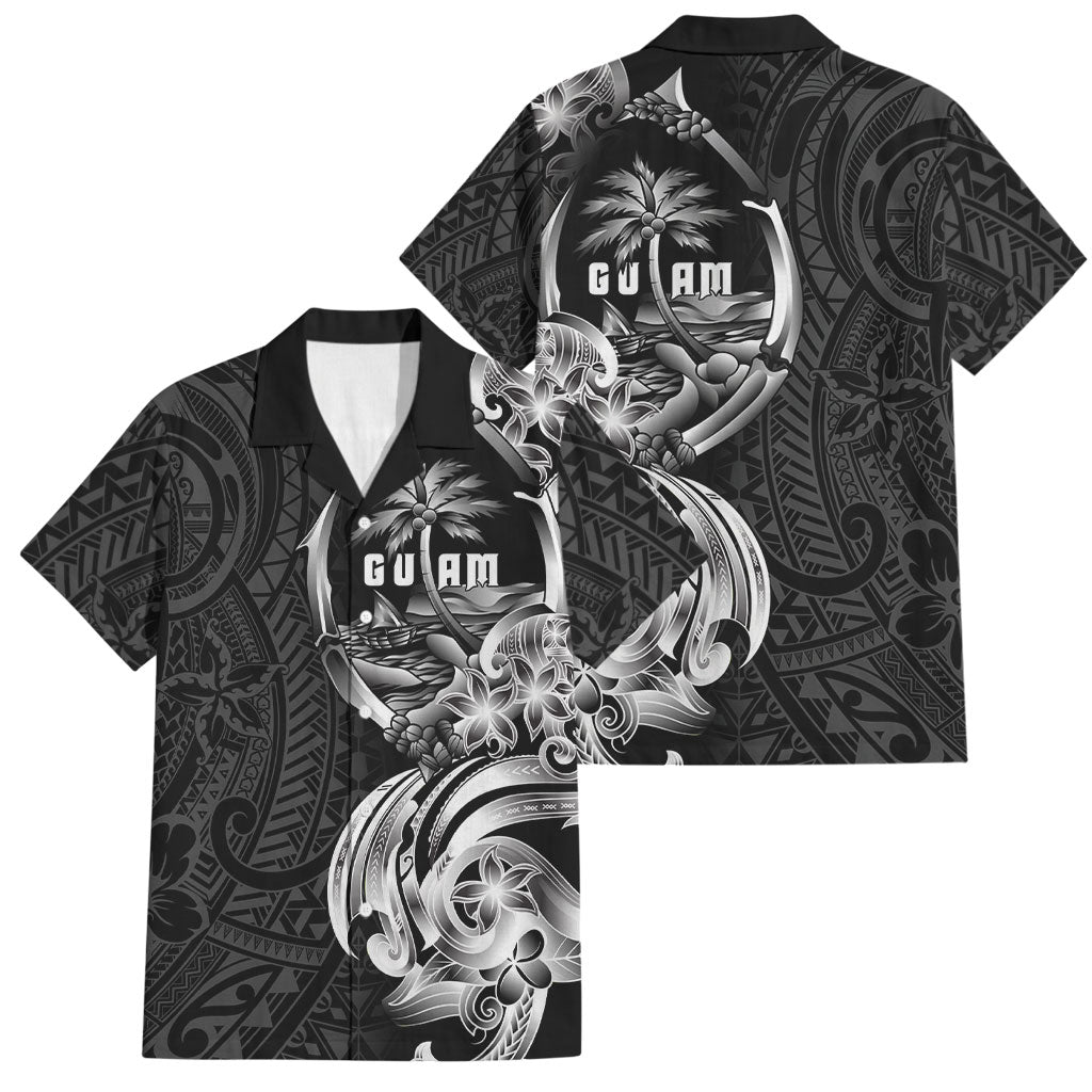 Attelong Guam Chamorro Family Matching Mermaid Dress and Hawaiian Shirt Guahan Seal Tattoo LT14 Dad's Shirt - Short Sleeve Black - Polynesian Pride