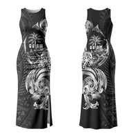 Attelong Guam Chamorro Family Matching Tank Maxi Dress and Hawaiian Shirt Guahan Seal Tattoo LT14 Mom's Dress Black - Polynesian Pride