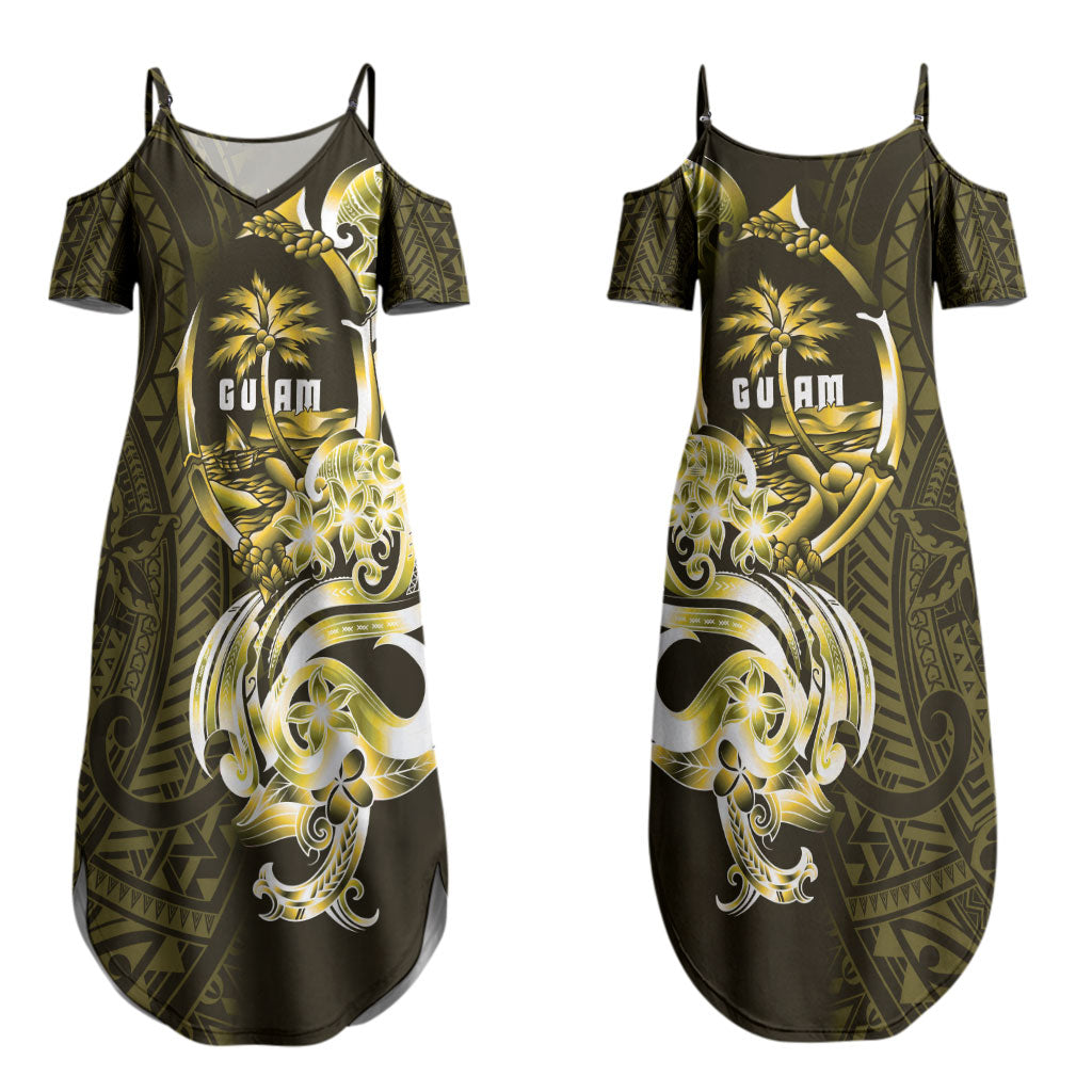 Amariyu Guam Chamorro Couples Matching Summer Maxi Dress and Long Sleeve Button Shirt Guahan Seal Tattoo LT14 - Polynesian Pride