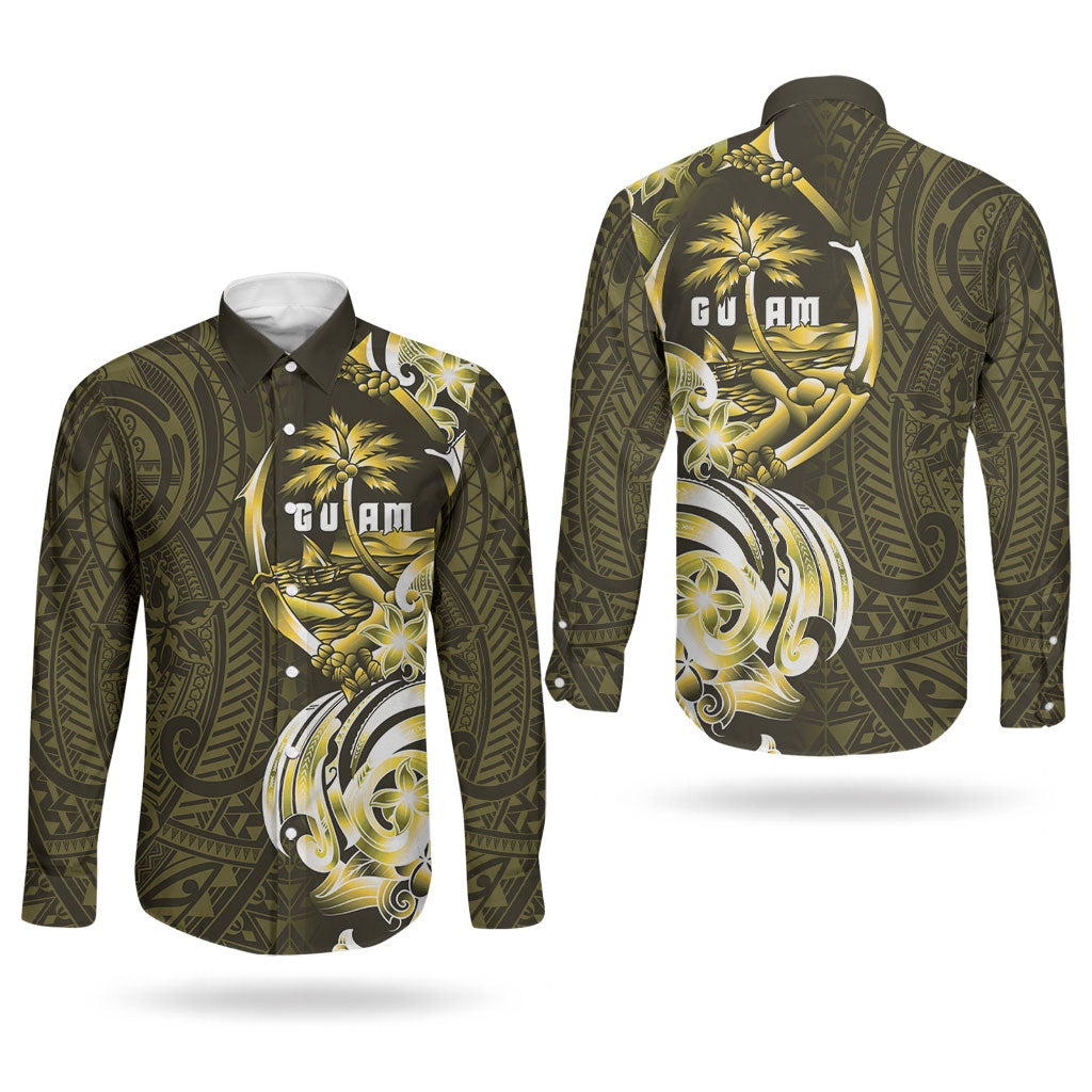 Amariyu Guam Chamorro Couples Matching Tank Maxi Dress and Long Sleeve Button Shirt Guahan Seal Tattoo LT14 - Polynesian Pride