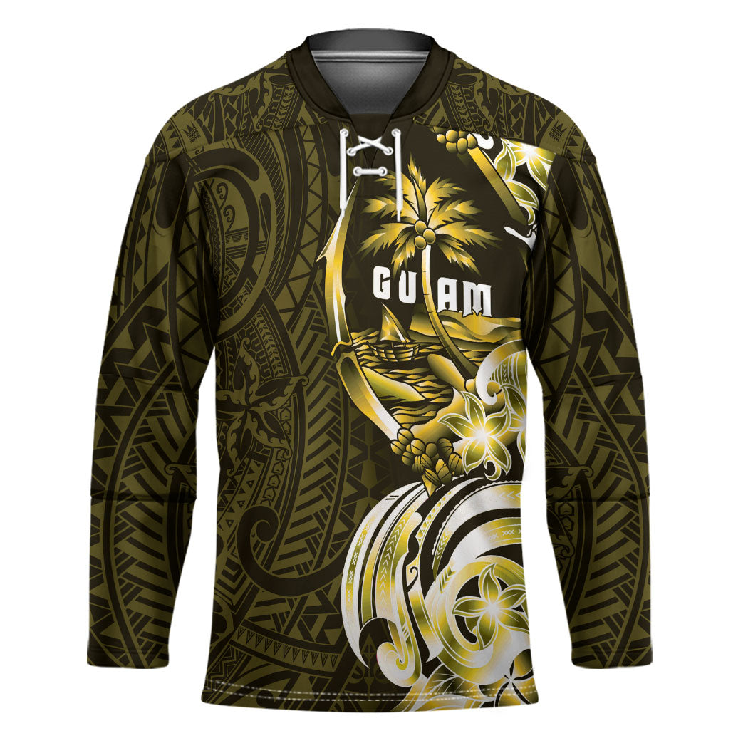 Amariyu Guam Chamorro Hockey Jersey Guahan Seal Tattoo LT14 Unisex Yellow - Polynesian Pride