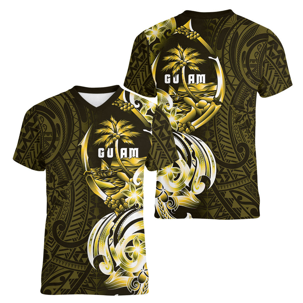 Amariyu Guam Chamorro Women V-Neck T-Shirt Guahan Seal Tattoo LT14 - Polynesian Pride
