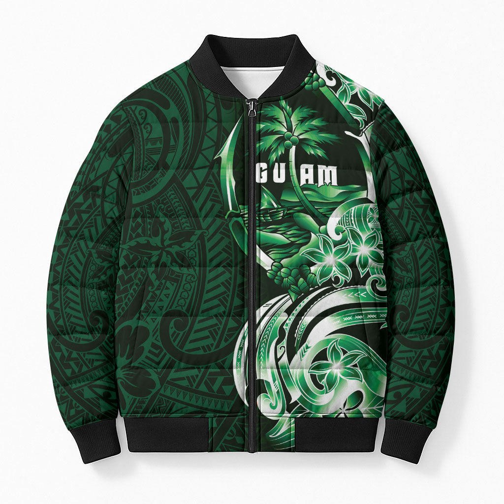 Betde Guam Chamorro Bomber Puffer Jacket Guahan Seal Tattoo LT14 Unisex Green - Polynesian Pride