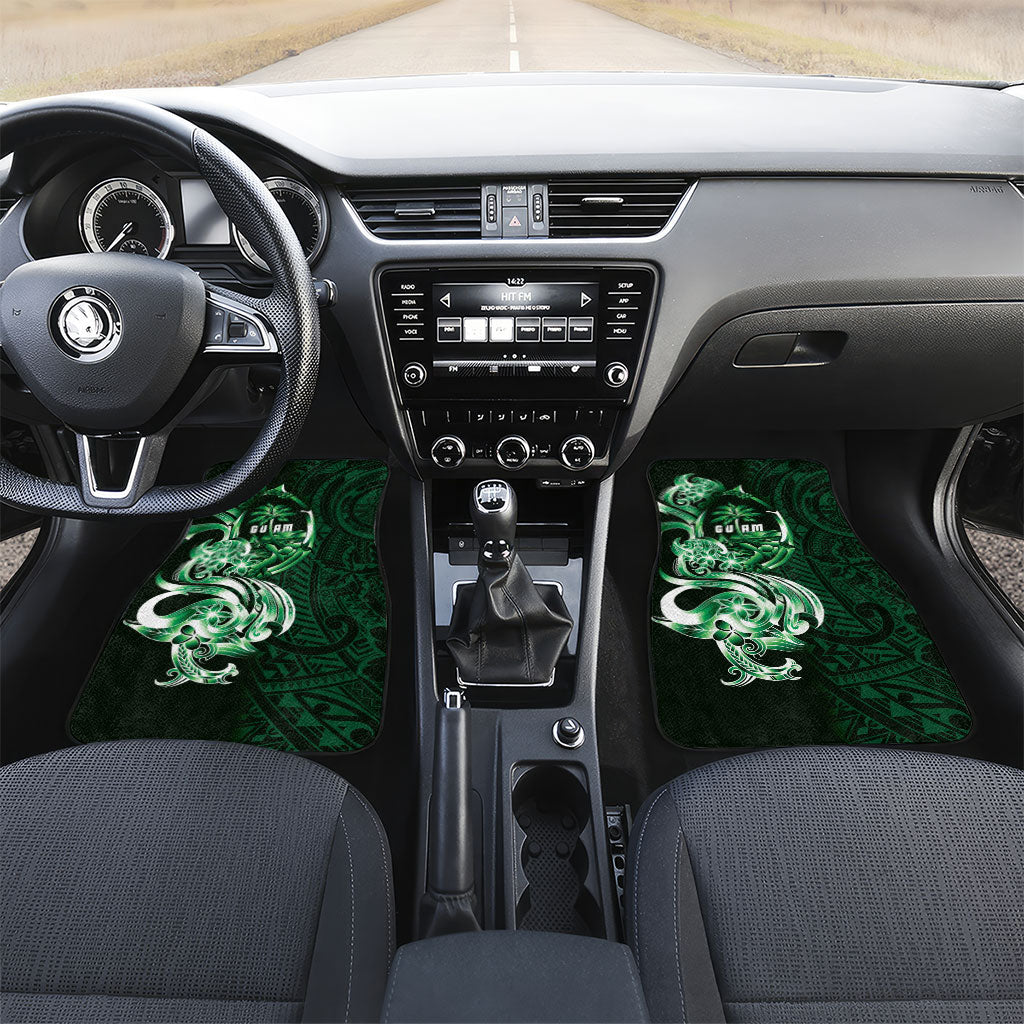 Betde Guam Chamorro Car Mats Guahan Seal Tattoo LT14 Set 2pcs - Front Green - Polynesian Pride