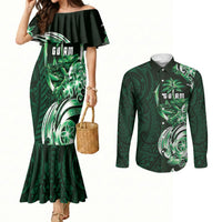Betde Guam Chamorro Couples Matching Mermaid Dress and Long Sleeve Button Shirt Guahan Seal Tattoo LT14 Green - Polynesian Pride