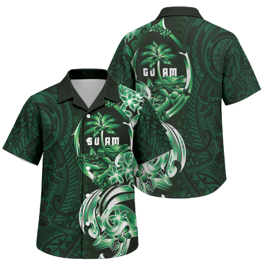 Betde Guam Chamorro Family Matching Tank Maxi Dress and Hawaiian Shirt Guahan Seal Tattoo LT14 Son's Shirt Green - Polynesian Pride