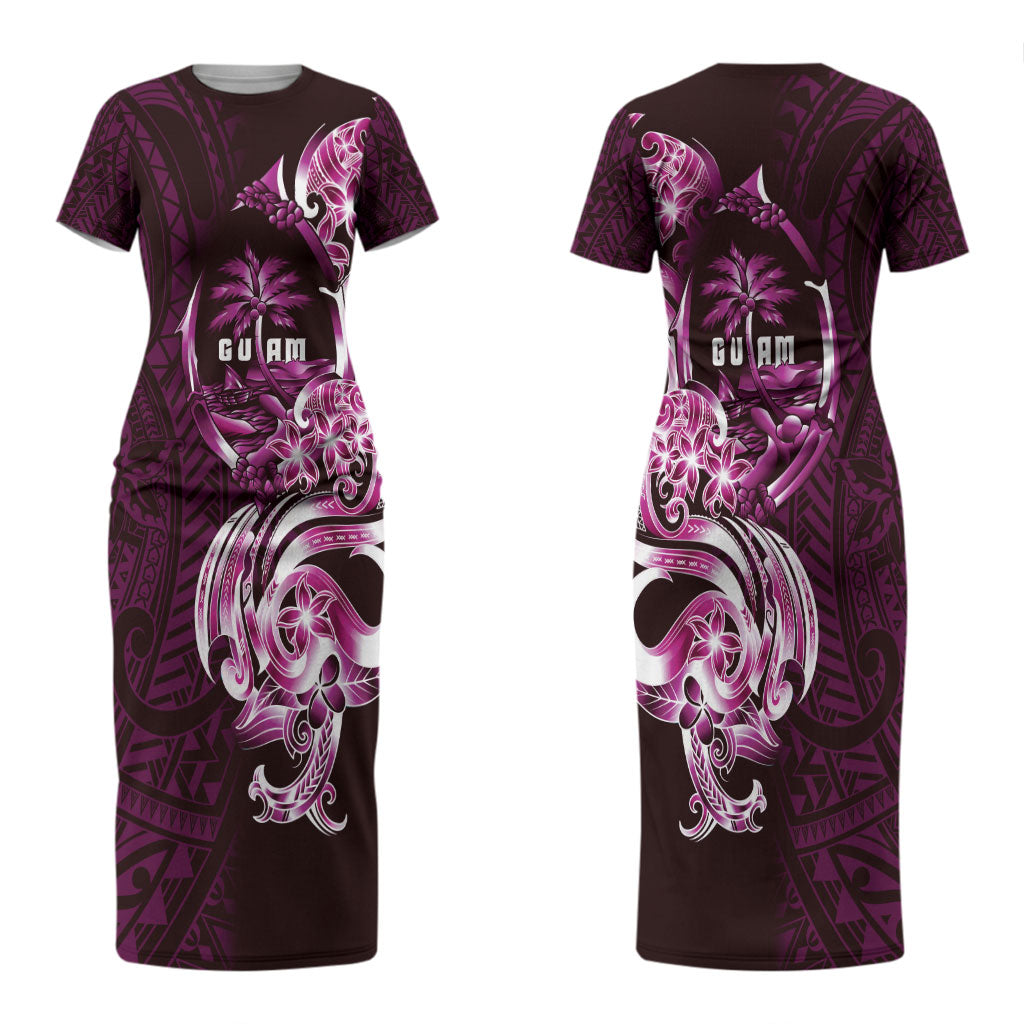 Kulot Di Rosa Guam Chamorro Couples Matching Short Sleeve Bodycon Dress and Hawaiian Shirt Guahan Seal Tattoo LT14 - Polynesian Pride