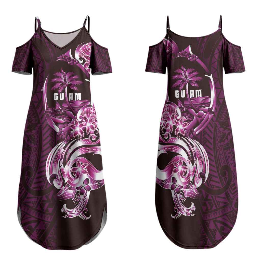 Kulot Di Rosa Guam Chamorro Family Matching Summer Maxi Dress and Hawaiian Shirt Guahan Seal Tattoo LT14 Mom's Dress Pink - Polynesian Pride