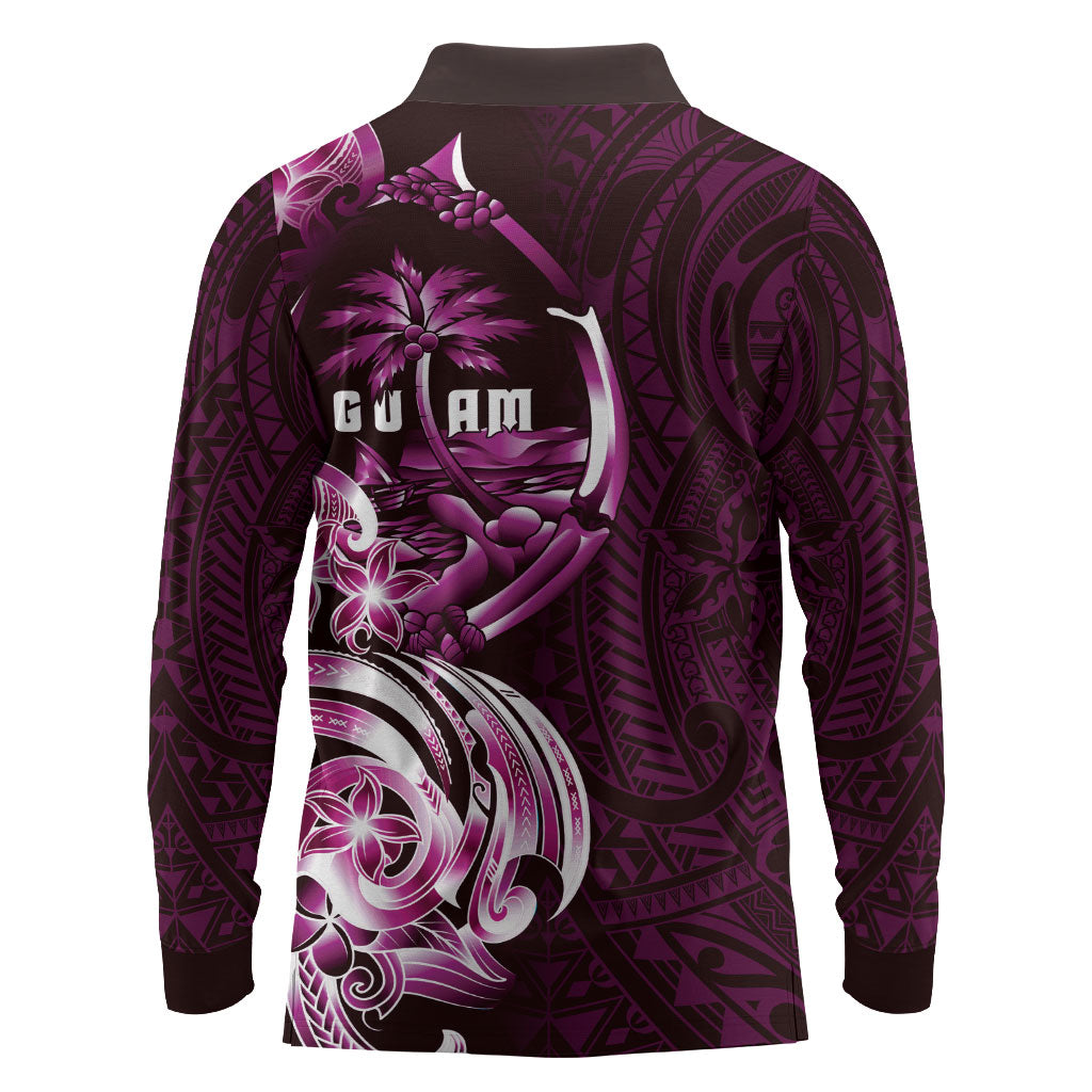 Kulot Di Rosa Guam Chamorro Long Sleeve Polo Shirt Guahan Seal Tattoo LT14 - Polynesian Pride