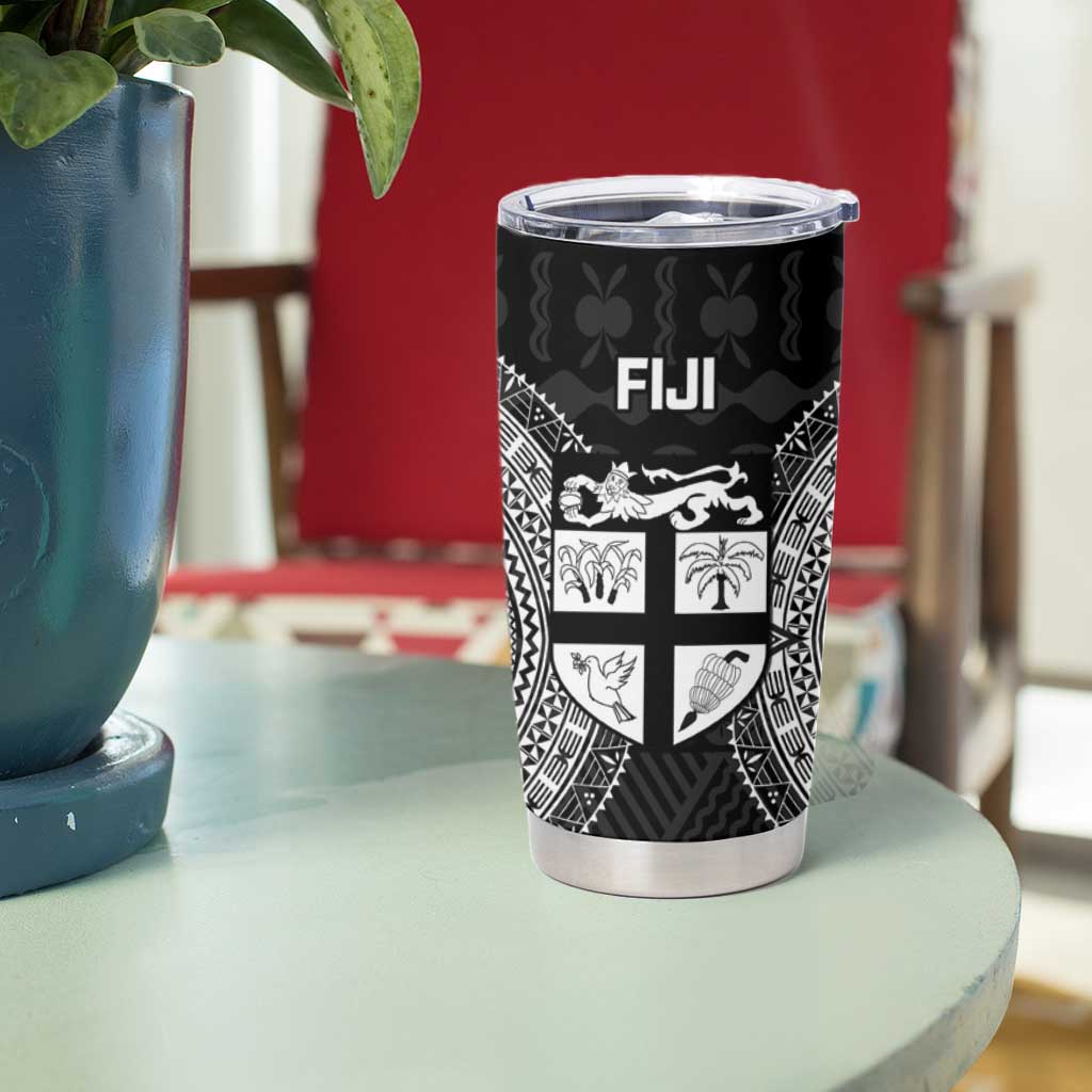 Fiji Rugby Tumbler Cup Fijian Tapa Pattern World Cup Black