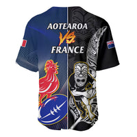 New Zealand And France Rugby Baseball Jersey All Black With Les Bleus Together 2023 World Cup LT14 - Polynesian Pride