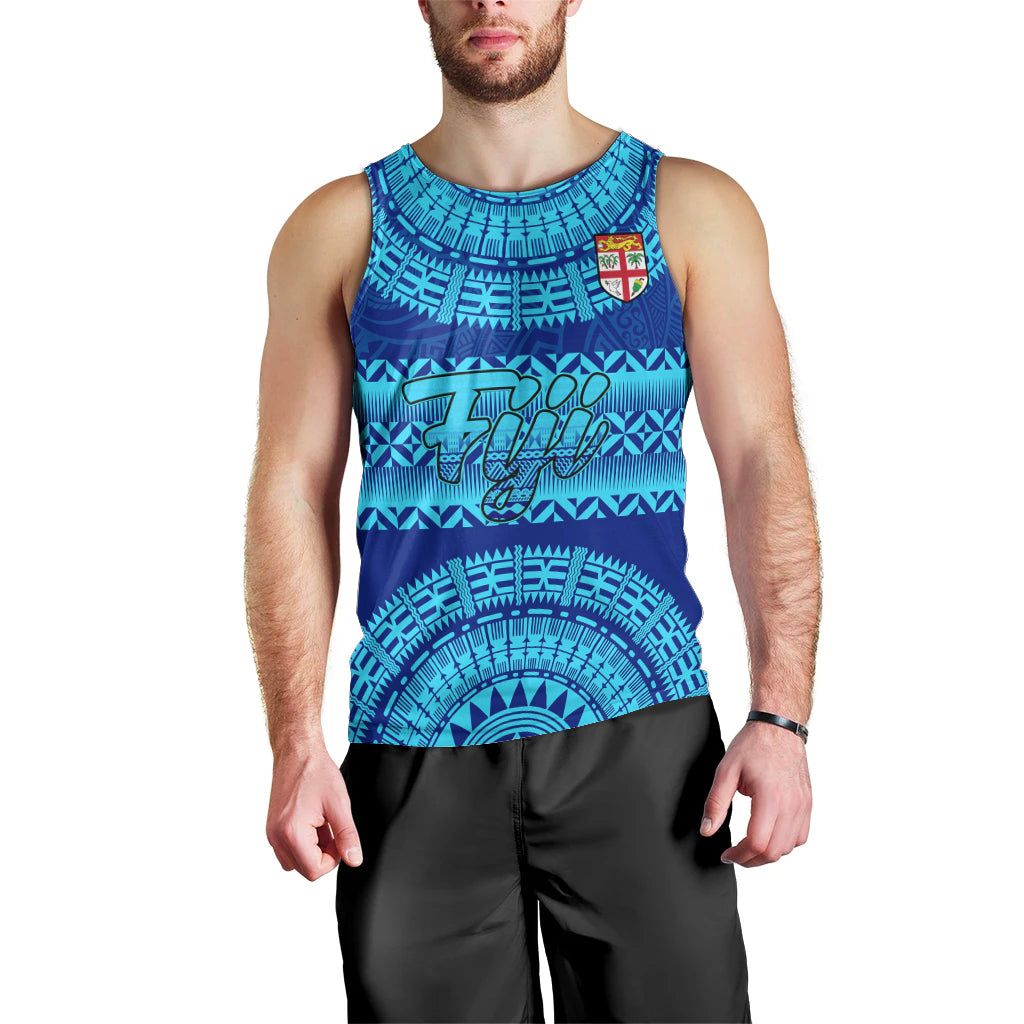 Personalised Fiji Men Tank Top Unique Fijian Tapa Pattern With Coat Of Arms LT14 - Polynesian Pride