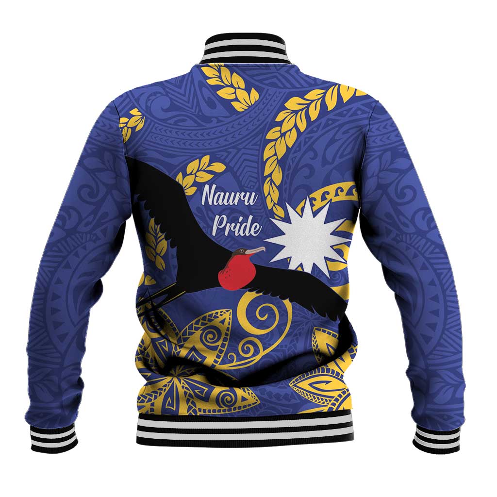 Nauru Angam Day Baseball Jacket Naoero Frigate Bird Polynesian Pattern
