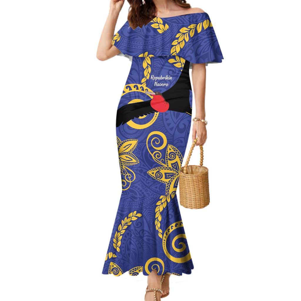 Nauru Angam Day Family Matching Mermaid Dress and Hawaiian Shirt Naoero Frigate Bird Polynesian Pattern