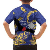 Nauru Angam Day Family Matching Off The Shoulder Long Sleeve Dress and Hawaiian Shirt Naoero Frigate Bird Polynesian Pattern