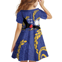 Nauru Angam Day Kid Short Sleeve Dress Naoero Frigate Bird Polynesian Pattern