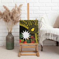 Gold Nauru Canvas Wall Art Naoero Map With Polynesian Tropical Flowers