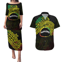 Personalised Nukuoro Atoll Couples Matching Puletasi and Hawaiian Shirt Polynesian Tattoo Curves Reggae Version LT14 Reggae - Polynesian Pride