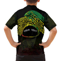 Personalised Nukuoro Atoll Family Matching Short Sleeve Bodycon Dress and Hawaiian Shirt Polynesian Tattoo Curves Reggae Version