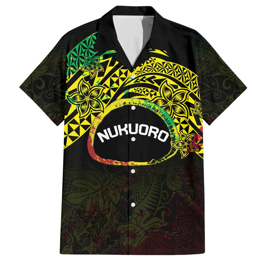 Personalised Nukuoro Atoll Family Matching Short Sleeve Bodycon Dress and Hawaiian Shirt Polynesian Tattoo Curves Reggae Version