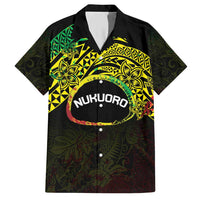 Personalised Nukuoro Atoll Family Matching Short Sleeve Bodycon Dress and Hawaiian Shirt Polynesian Tattoo Curves Reggae Version