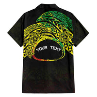 Personalised Nukuoro Atoll Family Matching Short Sleeve Bodycon Dress and Hawaiian Shirt Polynesian Tattoo Curves Reggae Version