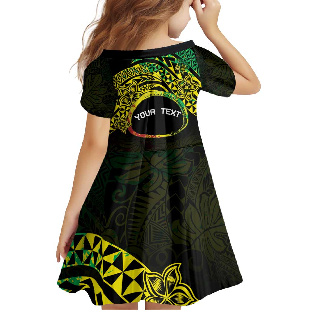 Personalised Nukuoro Atoll Family Matching Tank Maxi Dress and Hawaiian Shirt Polynesian Tattoo Curves Reggae Version