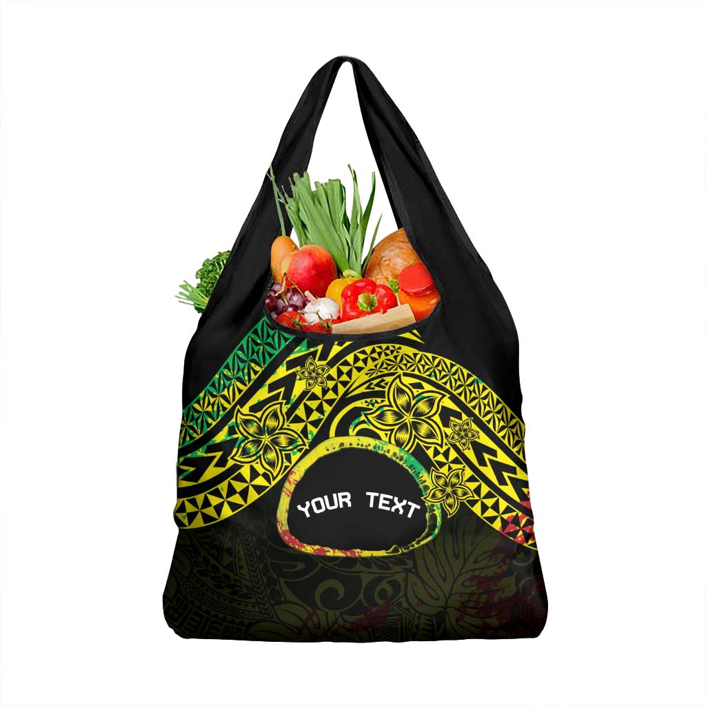 Personalised Nukuoro Atoll Grocery Bag Polynesian Tattoo Curves Reggae Version