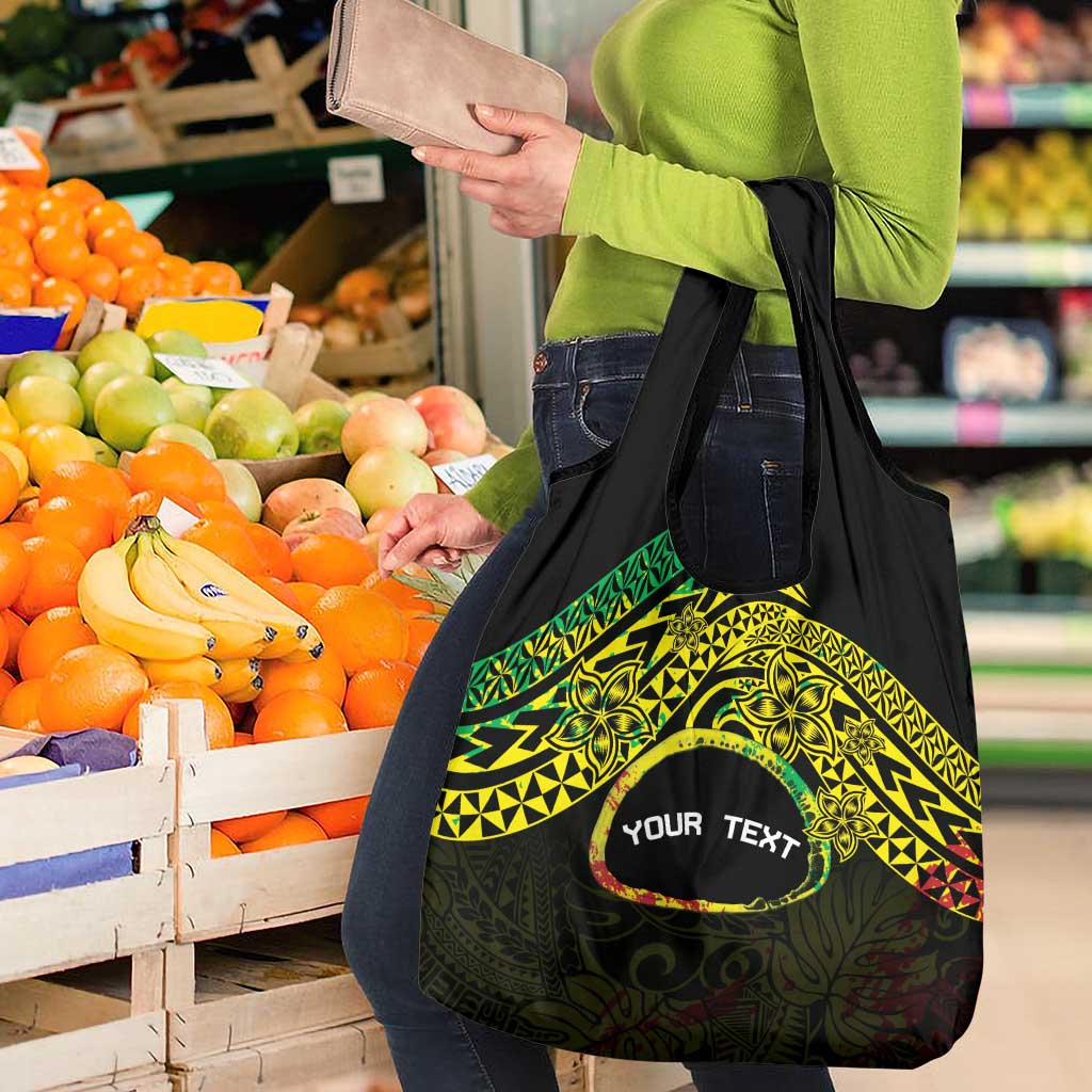 Personalised Nukuoro Atoll Grocery Bag Polynesian Tattoo Curves Reggae Version