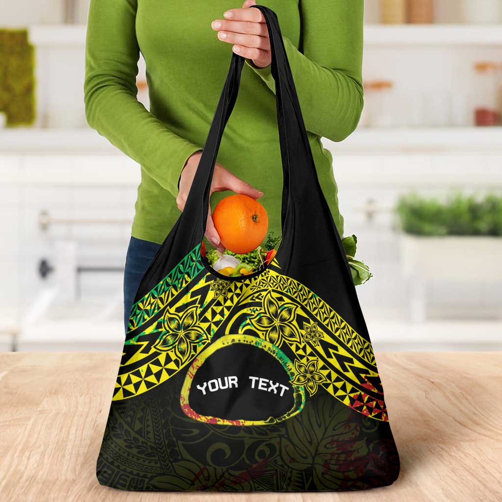 Personalised Nukuoro Atoll Grocery Bag Polynesian Tattoo Curves Reggae Version