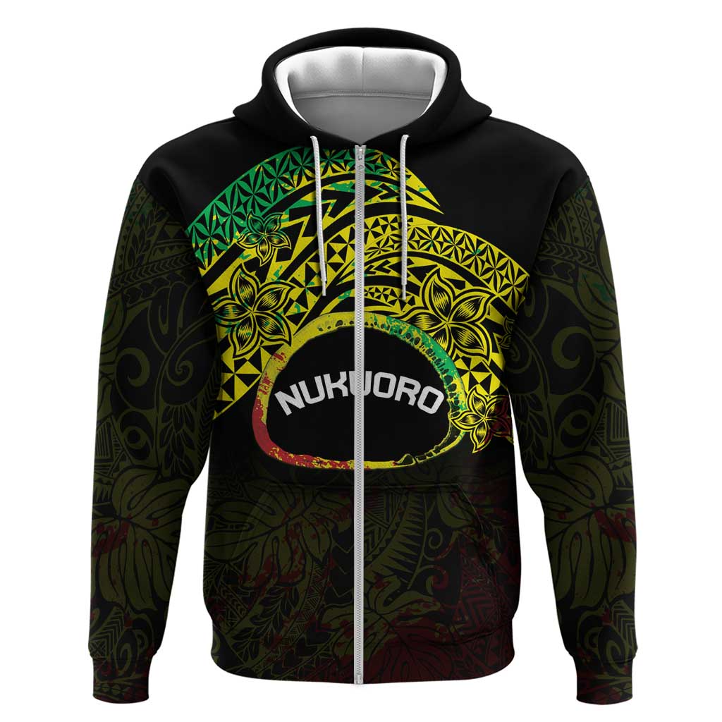 Personalised Nukuoro Atoll Hoodie Polynesian Tattoo Curves Reggae Version