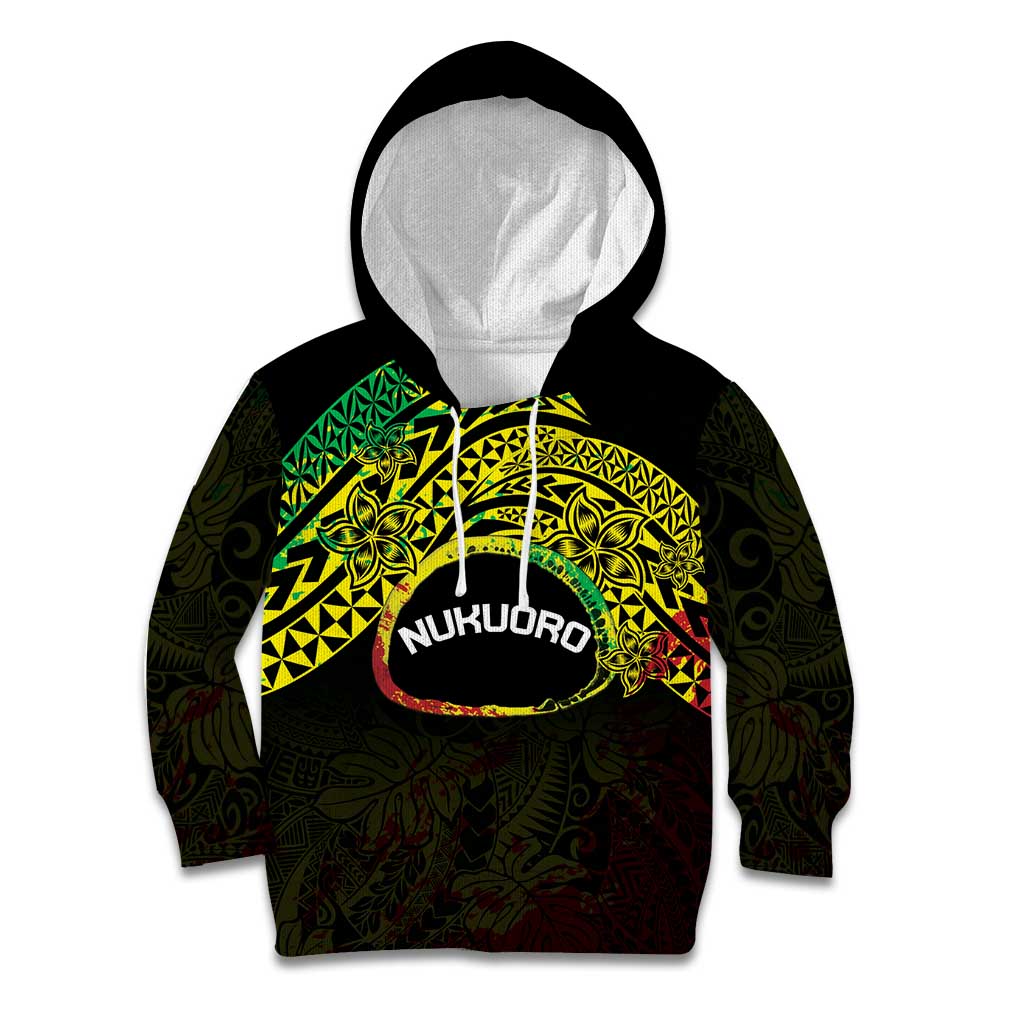 Personalised Nukuoro Atoll Kid Hoodie Polynesian Tattoo Curves Reggae Version LT14 Hoodie Reggae - Polynesian Pride
