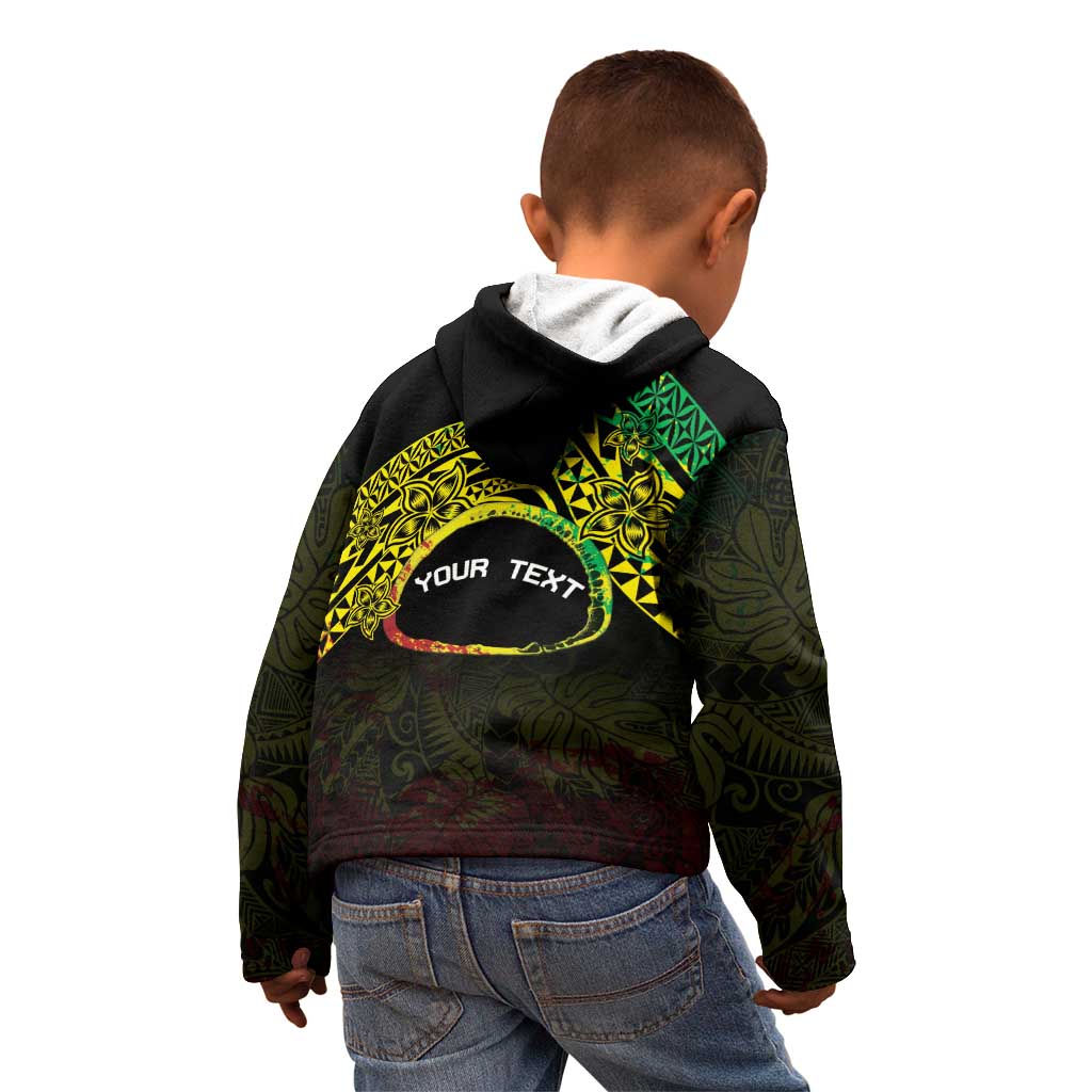 Personalised Nukuoro Atoll Kid Hoodie Polynesian Tattoo Curves Reggae Version LT14 - Polynesian Pride