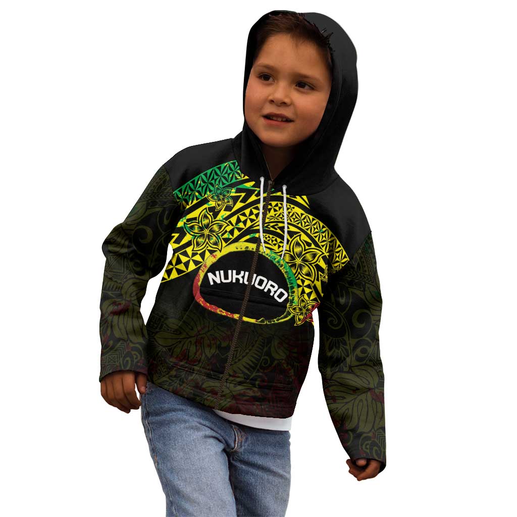 Personalised Nukuoro Atoll Kid Hoodie Polynesian Tattoo Curves Reggae Version LT14 - Polynesian Pride