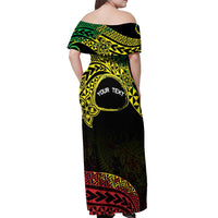 Personalised Nukuoro Atoll Off Shoulder Maxi Dress Polynesian Tattoo Curves Reggae Version