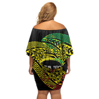 Personalised Nukuoro Atoll Off Shoulder Short Dress Polynesian Tattoo Curves Reggae Version LT14 - Polynesian Pride
