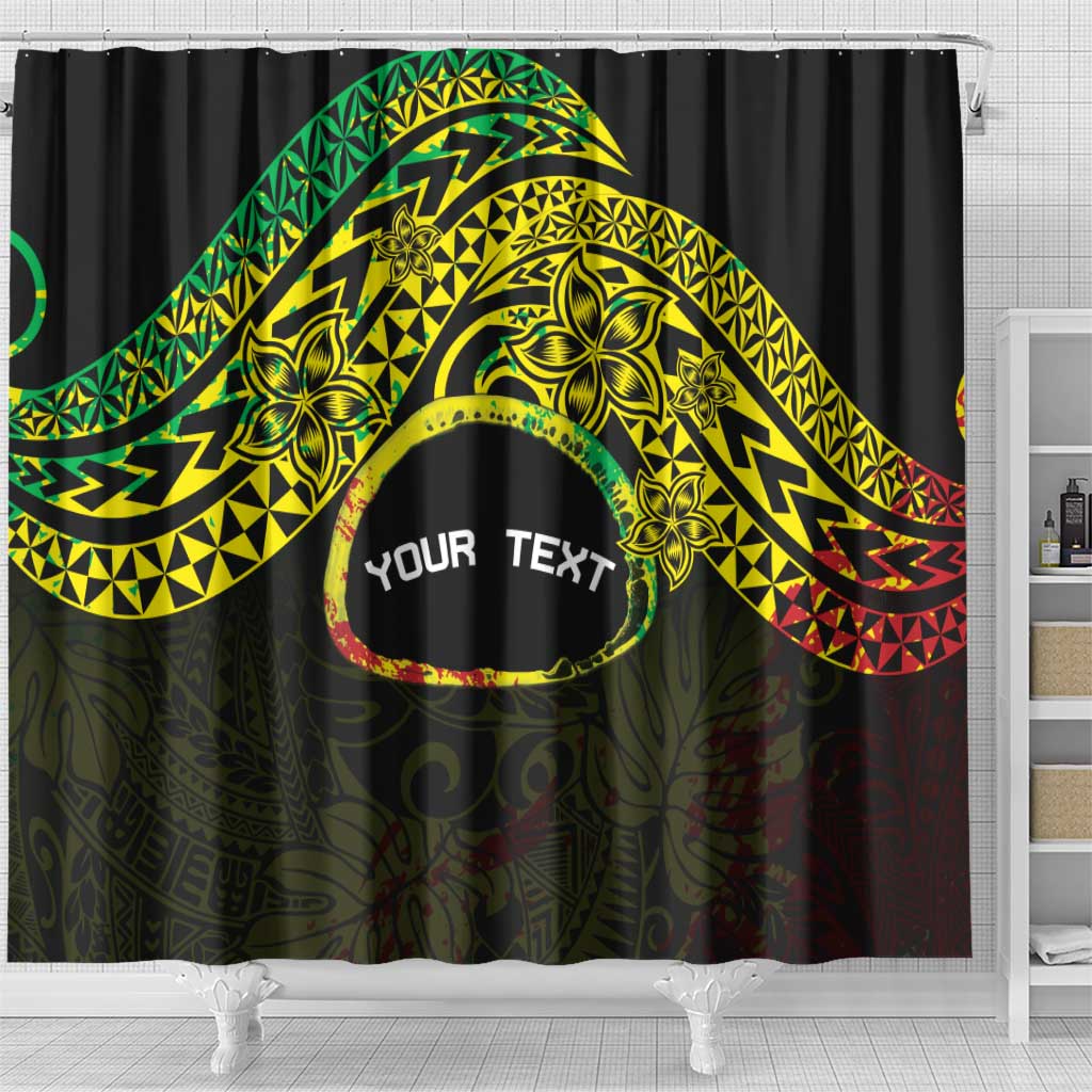 Personalised Nukuoro Atoll Shower Curtain Polynesian Tattoo Curves Reggae Version