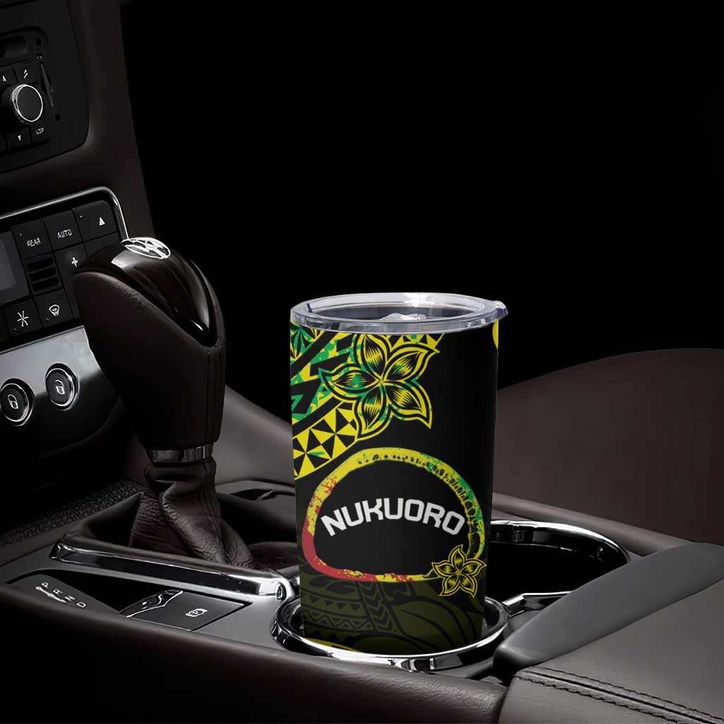 Personalised Nukuoro Atoll Tumbler Cup Polynesian Tattoo Curves Reggae Version