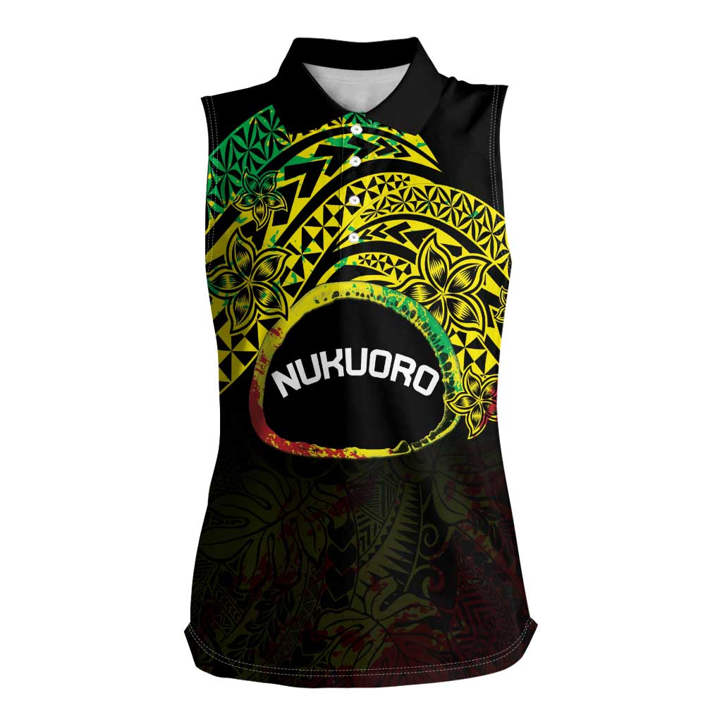 Personalised Nukuoro Atoll Women Sleeveless Polo Shirt Polynesian Tattoo Curves Reggae Version LT14 Female Reggae - Polynesian Pride