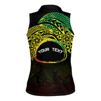 Personalised Nukuoro Atoll Women Sleeveless Polo Shirt Polynesian Tattoo Curves Reggae Version LT14 - Polynesian Pride