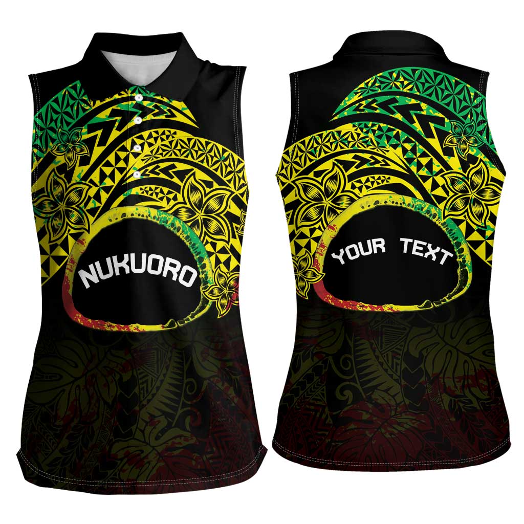 Personalised Nukuoro Atoll Women Sleeveless Polo Shirt Polynesian Tattoo Curves Reggae Version LT14 - Polynesian Pride