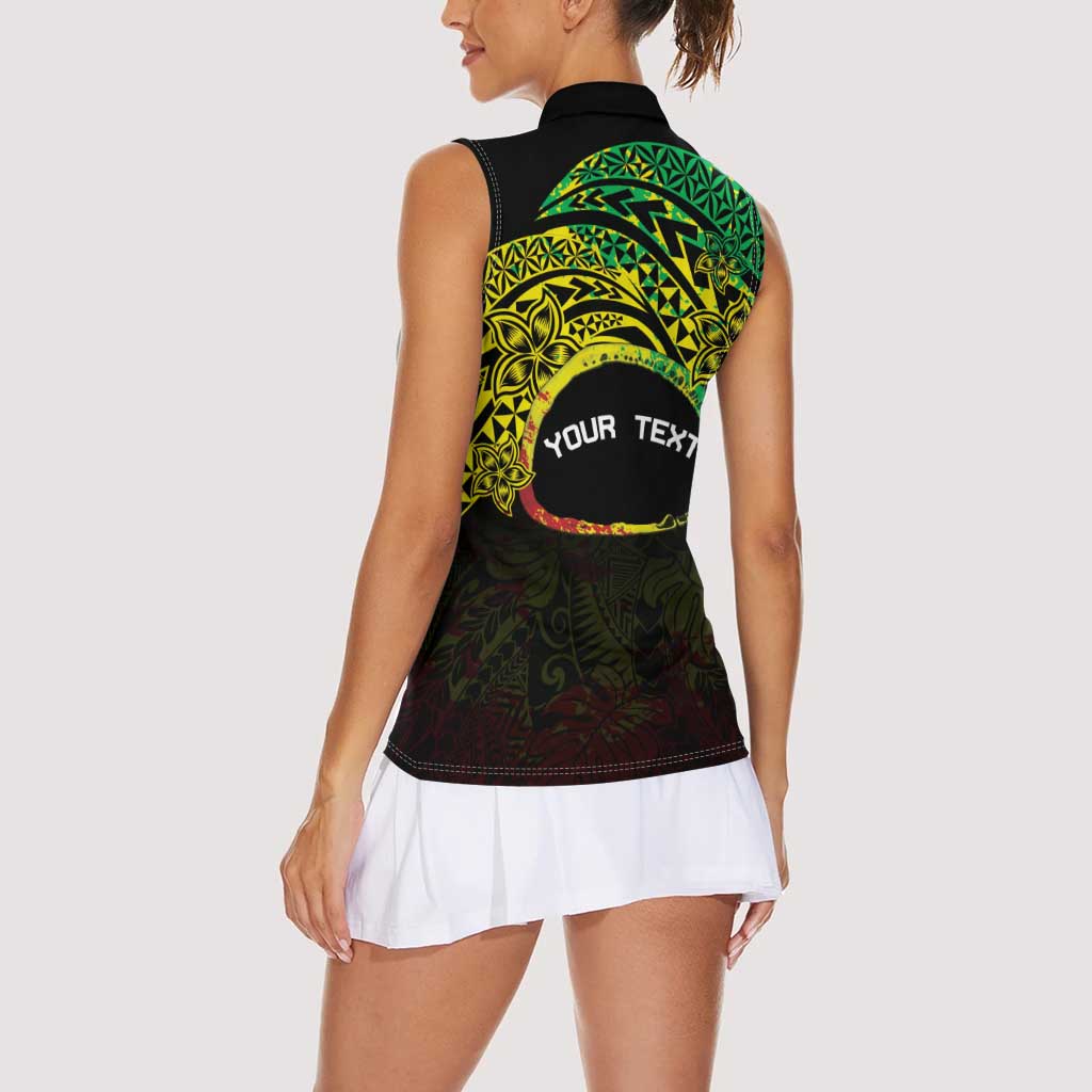 Personalised Nukuoro Atoll Women Sleeveless Polo Shirt Polynesian Tattoo Curves Reggae Version LT14 - Polynesian Pride