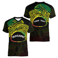 Personalised Nukuoro Atoll Women V-Neck T-Shirt Polynesian Tattoo Curves Reggae Version LT14 - Polynesian Pride