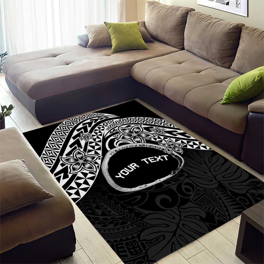 Personalised Pohnpei Nukuoro Micronesia Area Rug Polynesian Tattoo Curves Black Version