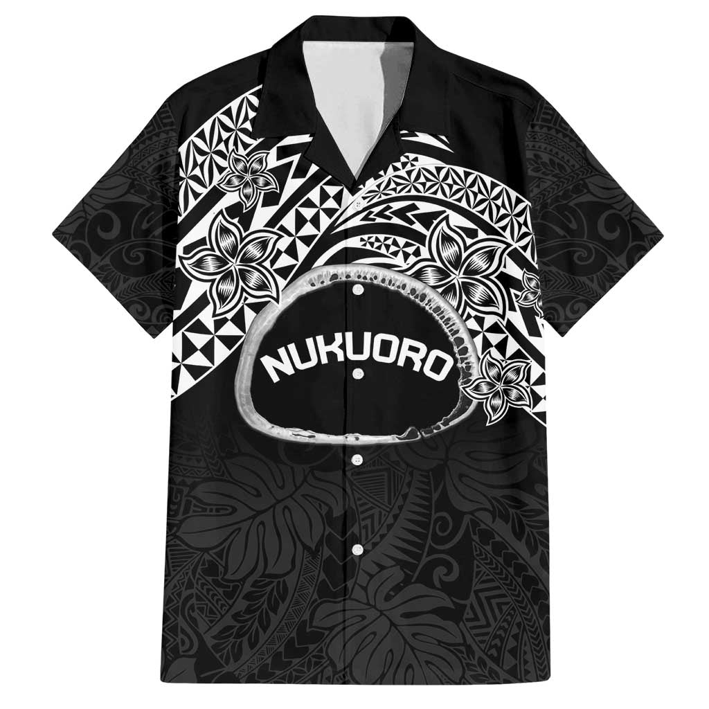 Personalised Pohnpei Nukuoro Micronesia Family Matching Long Sleeve Bodycon Dress and Hawaiian Shirt Polynesian Tattoo Curves Black Version