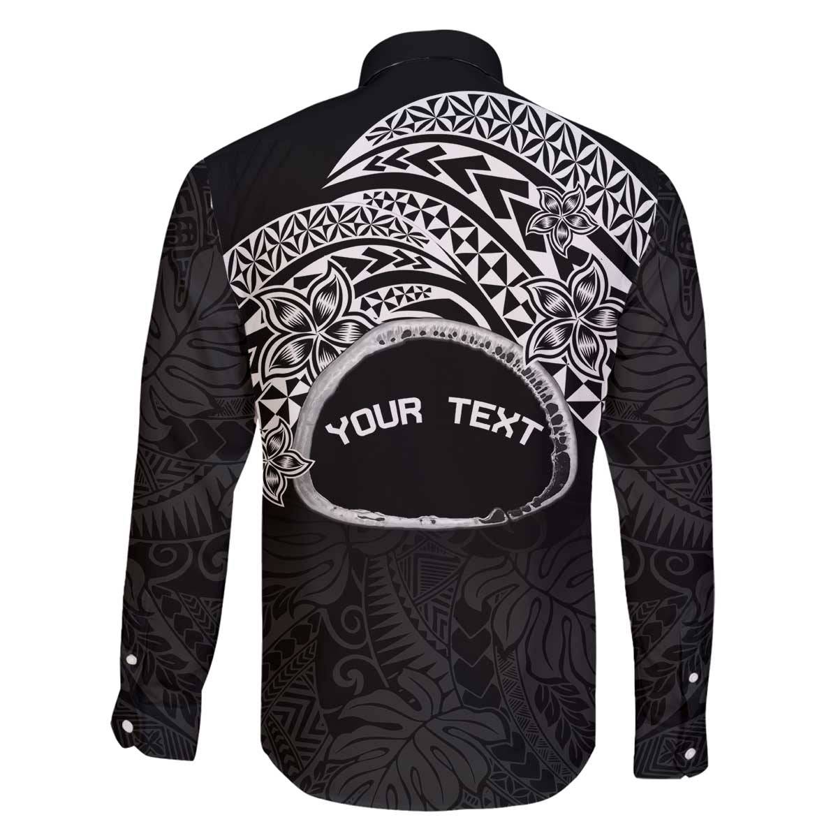 Personalised Pohnpei Nukuoro Micronesia Family Matching Puletasi and Hawaiian Shirt Polynesian Tattoo Curves Black Version